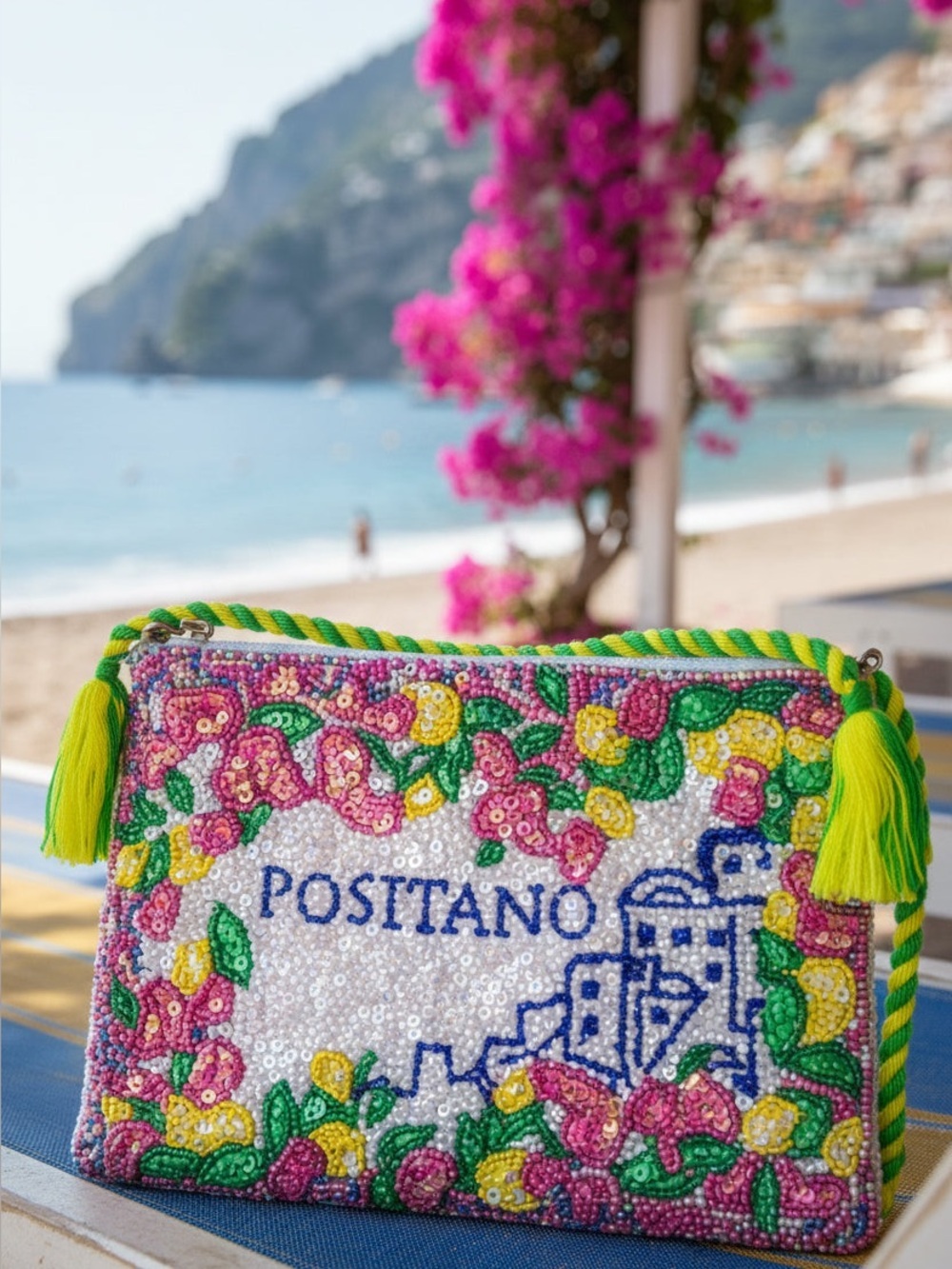 Antica Sartoria 2026 Positano Blue Lemon 🍋 Clutch bag purse NWT